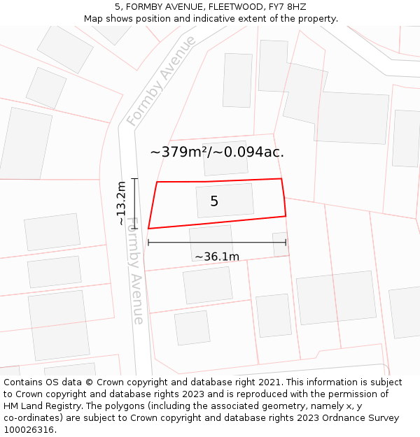 5, FORMBY AVENUE, FLEETWOOD, FY7 8HZ: Plot and title map