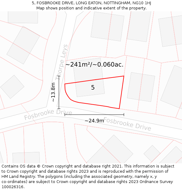 5, FOSBROOKE DRIVE, LONG EATON, NOTTINGHAM, NG10 1HJ: Plot and title map