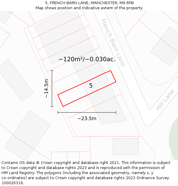 5, FRENCH BARN LANE, MANCHESTER, M9 6PB: Plot and title map