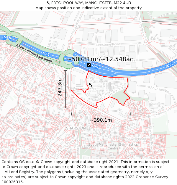 5, FRESHPOOL WAY, MANCHESTER, M22 4UB: Plot and title map