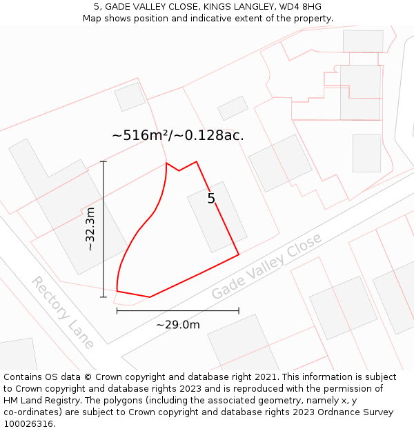 5, GADE VALLEY CLOSE, KINGS LANGLEY, WD4 8HG: Plot and title map