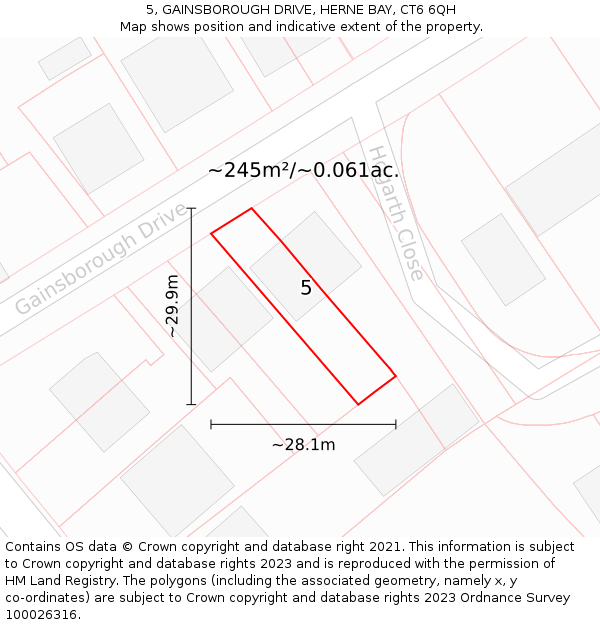 5, GAINSBOROUGH DRIVE, HERNE BAY, CT6 6QH: Plot and title map