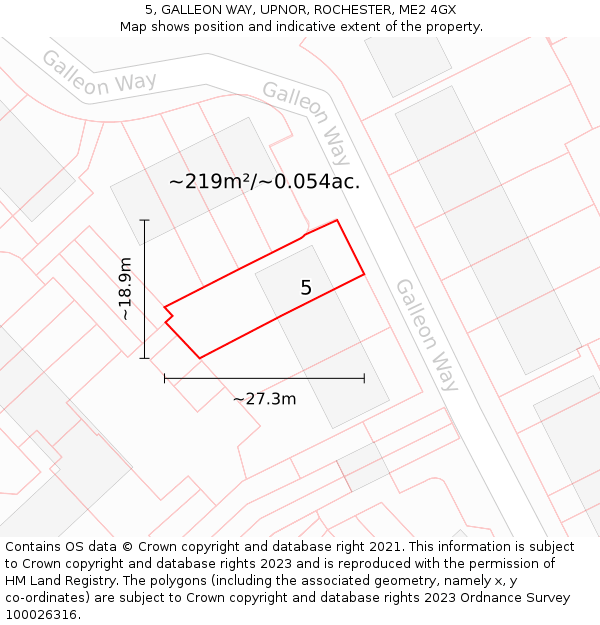 5, GALLEON WAY, UPNOR, ROCHESTER, ME2 4GX: Plot and title map