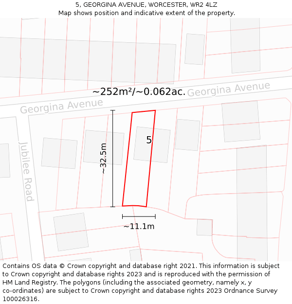 5, GEORGINA AVENUE, WORCESTER, WR2 4LZ: Plot and title map