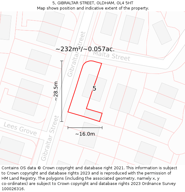 5, GIBRALTAR STREET, OLDHAM, OL4 5HT: Plot and title map