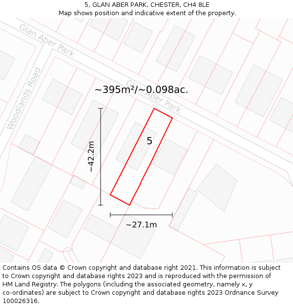 5, GLAN ABER PARK, CHESTER, CH4 8LE: Plot and title map