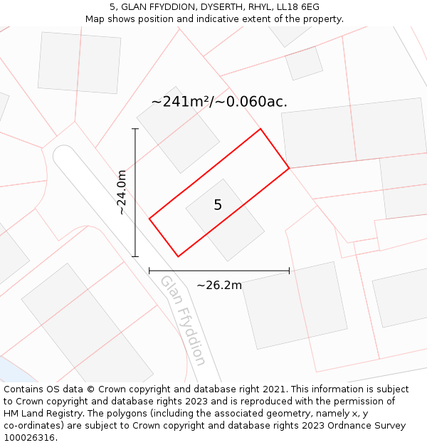 5, GLAN FFYDDION, DYSERTH, RHYL, LL18 6EG: Plot and title map