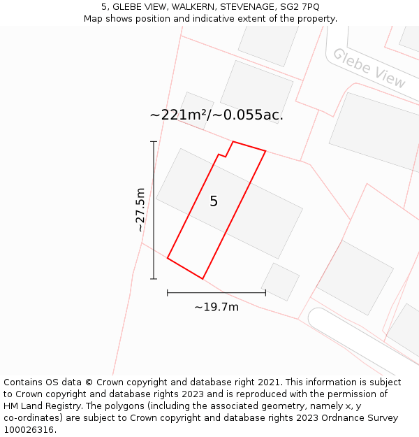 5, GLEBE VIEW, WALKERN, STEVENAGE, SG2 7PQ: Plot and title map