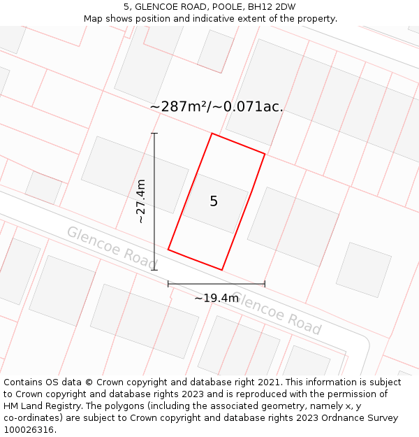 5, GLENCOE ROAD, POOLE, BH12 2DW: Plot and title map