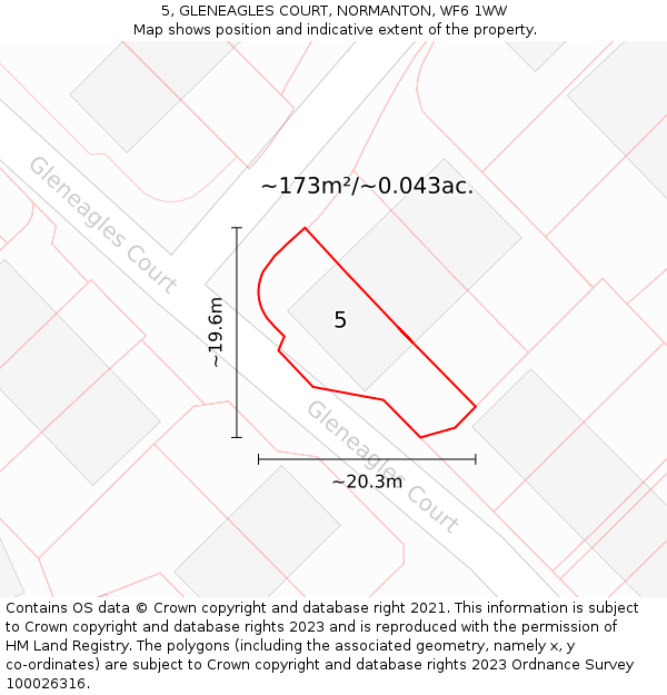5, GLENEAGLES COURT, NORMANTON, WF6 1WW: Plot and title map