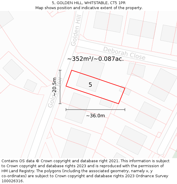 5, GOLDEN HILL, WHITSTABLE, CT5 1PR: Plot and title map