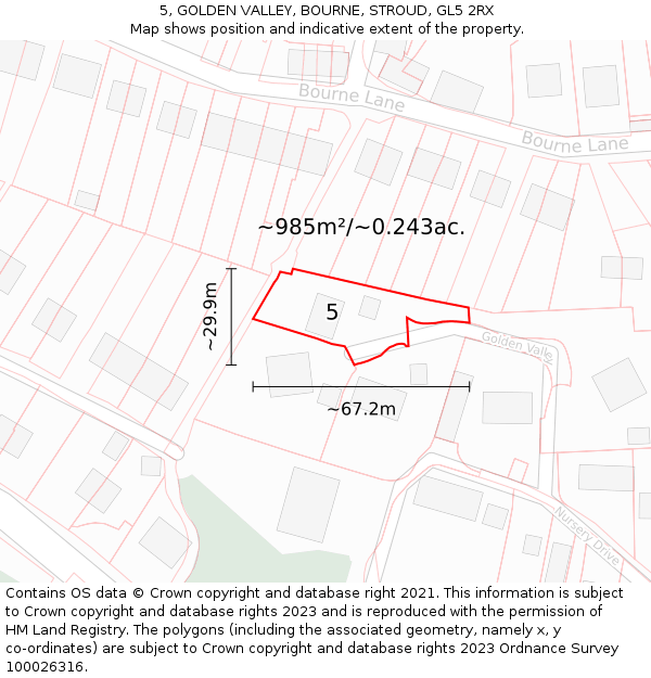 5, GOLDEN VALLEY, BOURNE, STROUD, GL5 2RX: Plot and title map