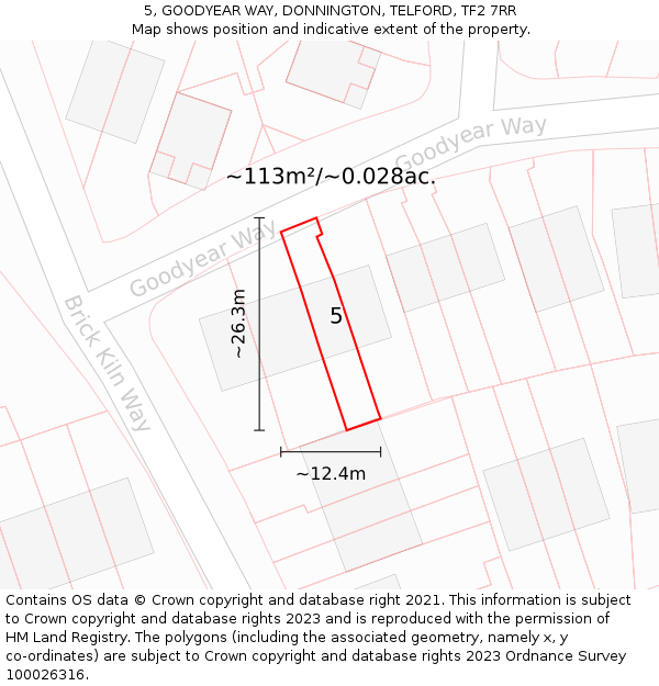 5, GOODYEAR WAY, DONNINGTON, TELFORD, TF2 7RR: Plot and title map