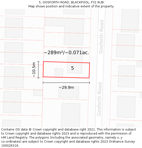 5, GOSFORTH ROAD, BLACKPOOL, FY2 9UB: Plot and title map