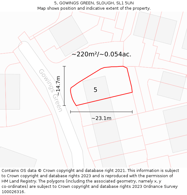 5, GOWINGS GREEN, SLOUGH, SL1 5UN: Plot and title map