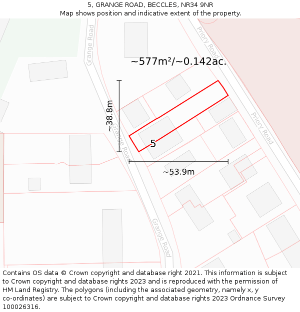 5, GRANGE ROAD, BECCLES, NR34 9NR: Plot and title map