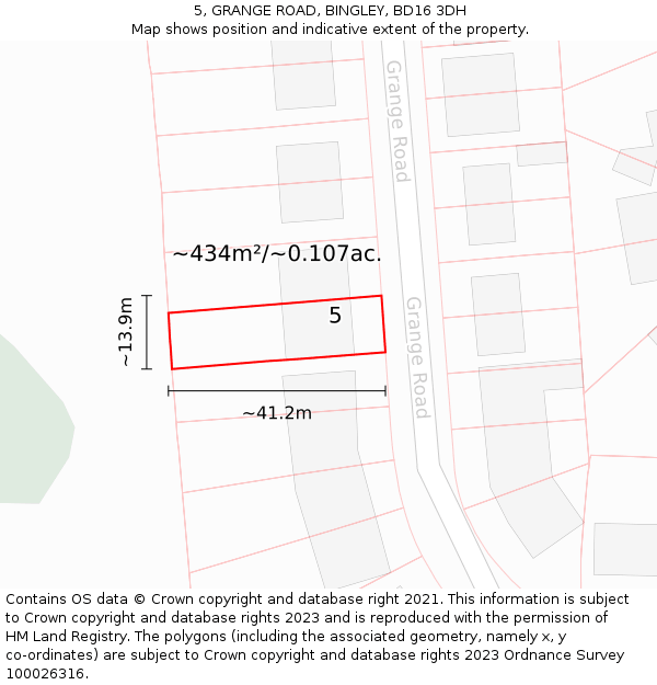 5, GRANGE ROAD, BINGLEY, BD16 3DH: Plot and title map