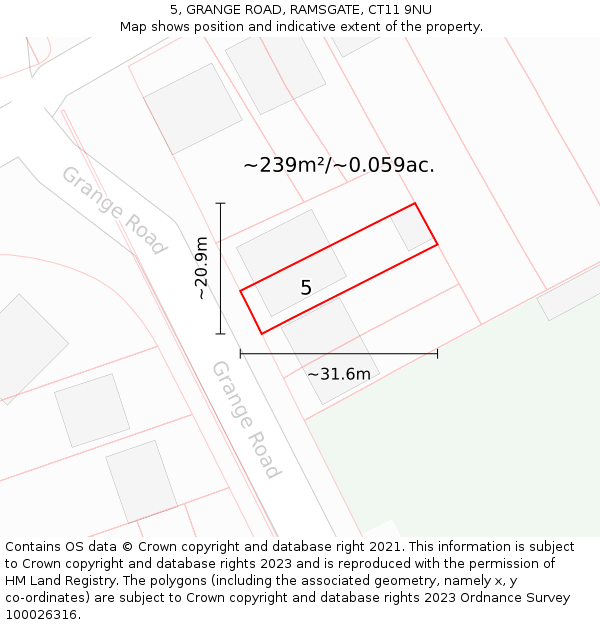 5, GRANGE ROAD, RAMSGATE, CT11 9NU: Plot and title map