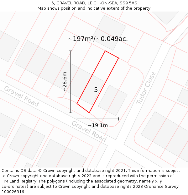 5, GRAVEL ROAD, LEIGH-ON-SEA, SS9 5AS: Plot and title map