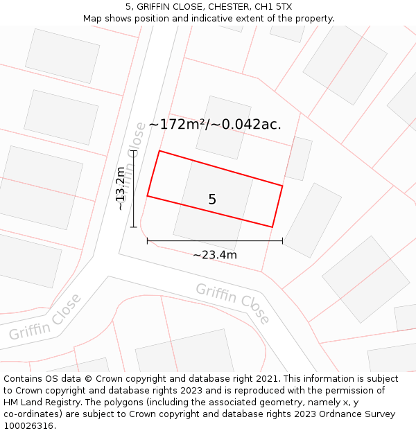 5, GRIFFIN CLOSE, CHESTER, CH1 5TX: Plot and title map