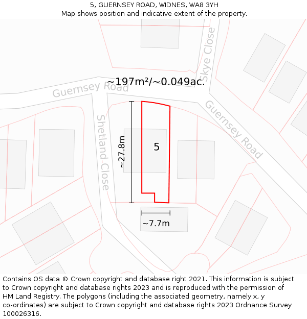 5, GUERNSEY ROAD, WIDNES, WA8 3YH: Plot and title map