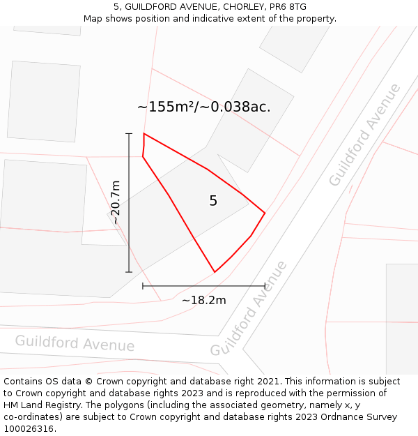 5, GUILDFORD AVENUE, CHORLEY, PR6 8TG: Plot and title map