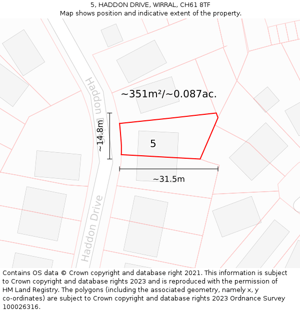 5, HADDON DRIVE, WIRRAL, CH61 8TF: Plot and title map