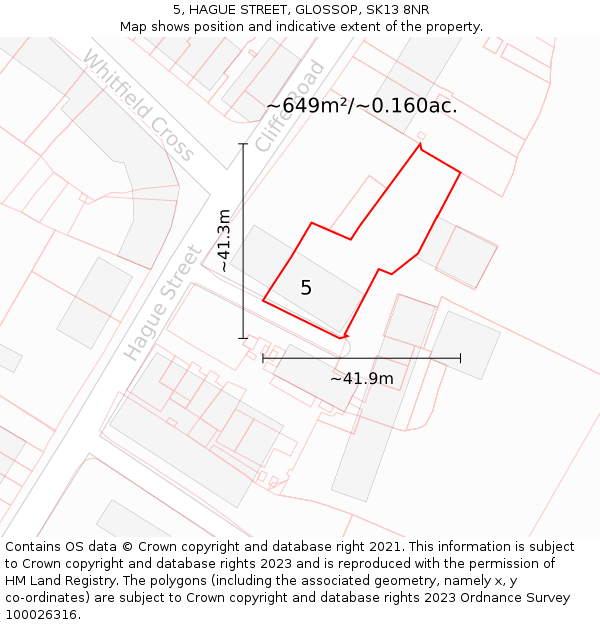 5, HAGUE STREET, GLOSSOP, SK13 8NR: Plot and title map