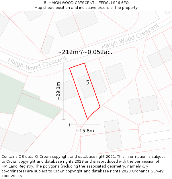 5, HAIGH WOOD CRESCENT, LEEDS, LS16 6EQ: Plot and title map