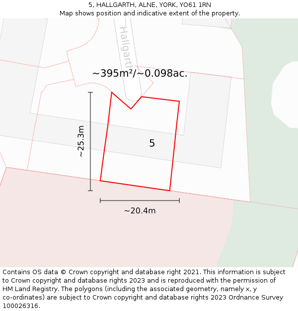 5, HALLGARTH, ALNE, YORK, YO61 1RN: Plot and title map