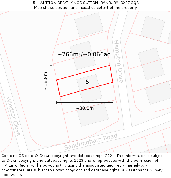 5, HAMPTON DRIVE, KINGS SUTTON, BANBURY, OX17 3QR: Plot and title map