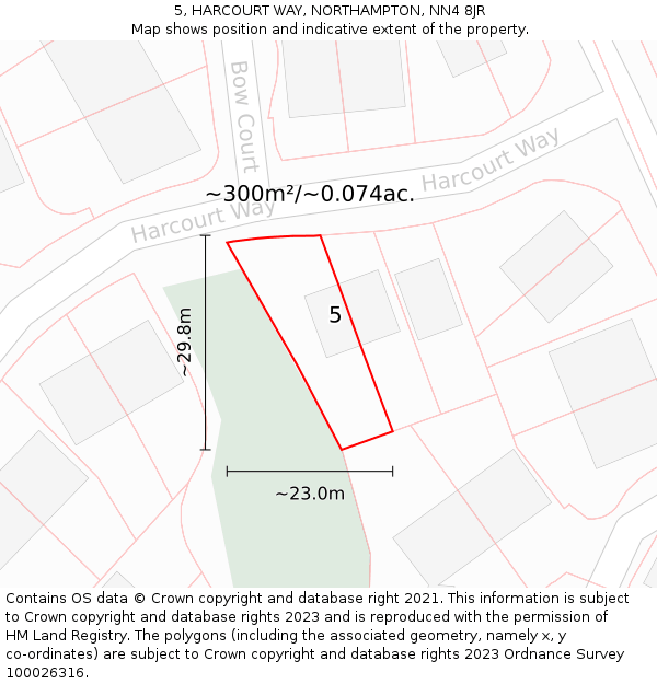 5, HARCOURT WAY, NORTHAMPTON, NN4 8JR: Plot and title map