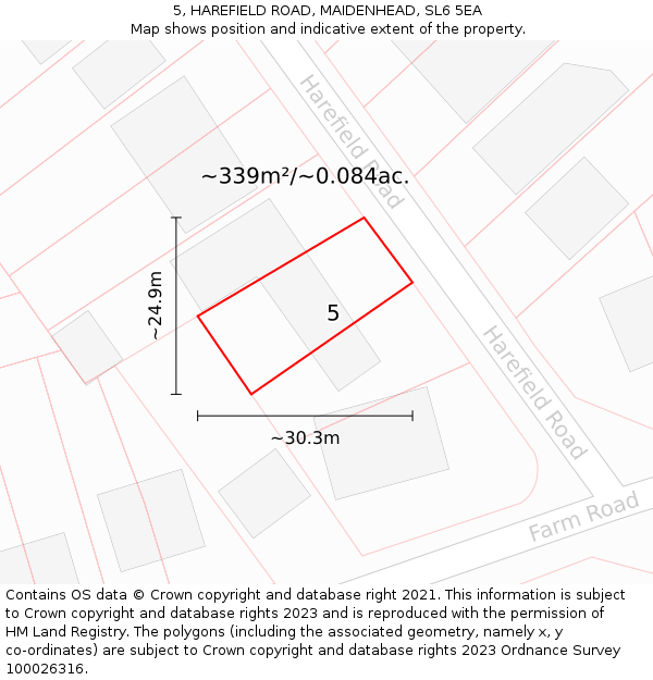 5, HAREFIELD ROAD, MAIDENHEAD, SL6 5EA: Plot and title map