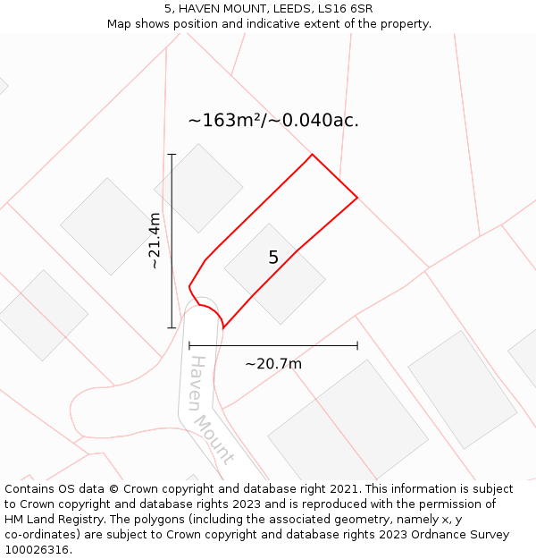 5, HAVEN MOUNT, LEEDS, LS16 6SR: Plot and title map