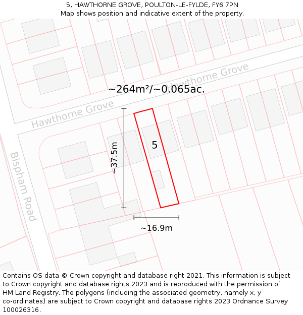 5, HAWTHORNE GROVE, POULTON-LE-FYLDE, FY6 7PN: Plot and title map