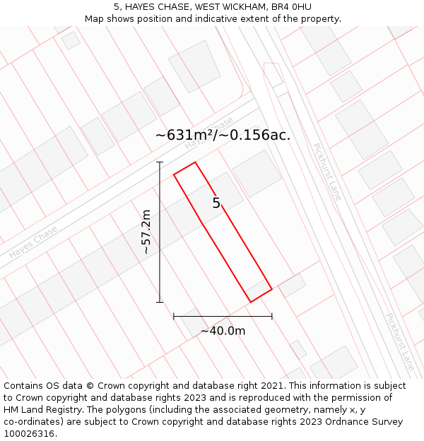 5, HAYES CHASE, WEST WICKHAM, BR4 0HU: Plot and title map