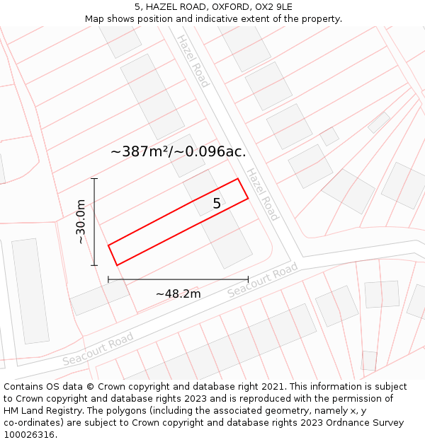 5, HAZEL ROAD, OXFORD, OX2 9LE: Plot and title map