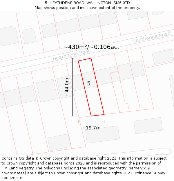 5, HEATHDENE ROAD, WALLINGTON, SM6 0TD: Plot and title map