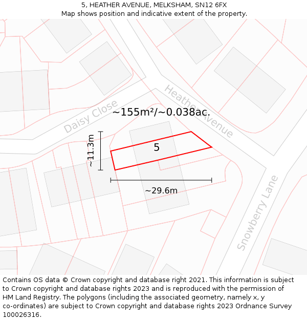 5, HEATHER AVENUE, MELKSHAM, SN12 6FX: Plot and title map