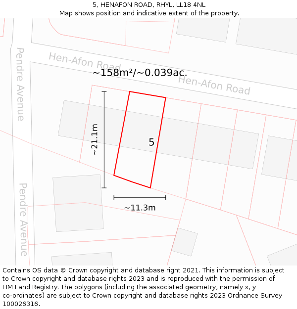 5, HENAFON ROAD, RHYL, LL18 4NL: Plot and title map