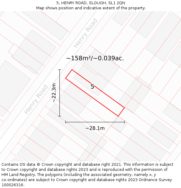 5, HENRY ROAD, SLOUGH, SL1 2QN: Plot and title map