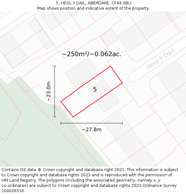 5, HEOL Y DAIL, ABERDARE, CF44 0BU: Plot and title map