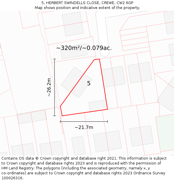 5, HERBERT SWINDELLS CLOSE, CREWE, CW2 6GP: Plot and title map