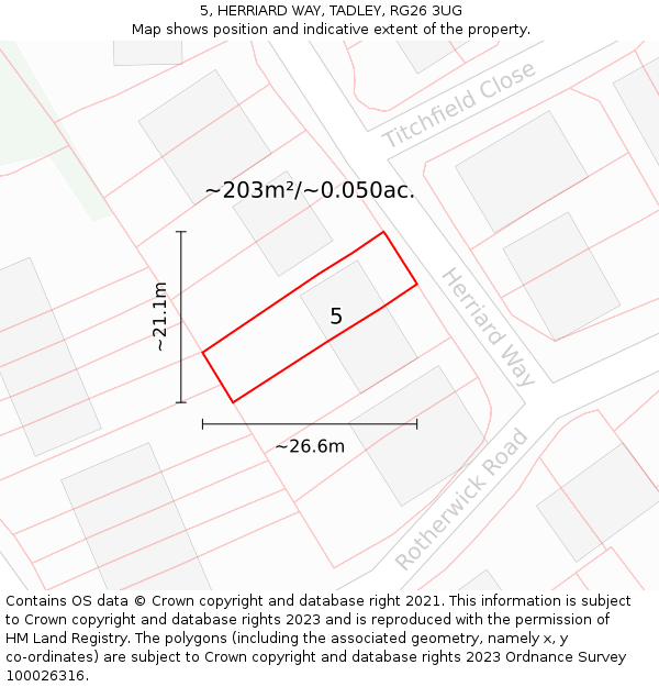 5, HERRIARD WAY, TADLEY, RG26 3UG: Plot and title map