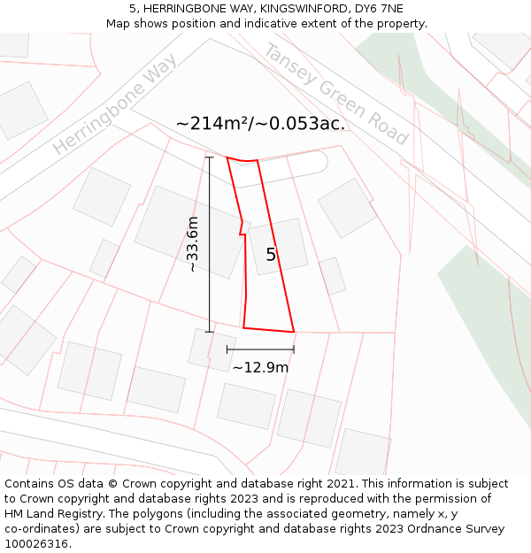 5, HERRINGBONE WAY, KINGSWINFORD, DY6 7NE: Plot and title map