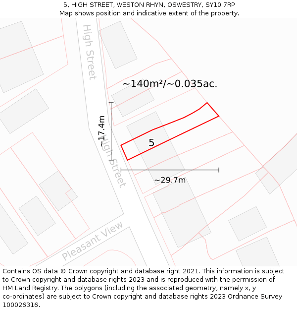 5, HIGH STREET, WESTON RHYN, OSWESTRY, SY10 7RP: Plot and title map