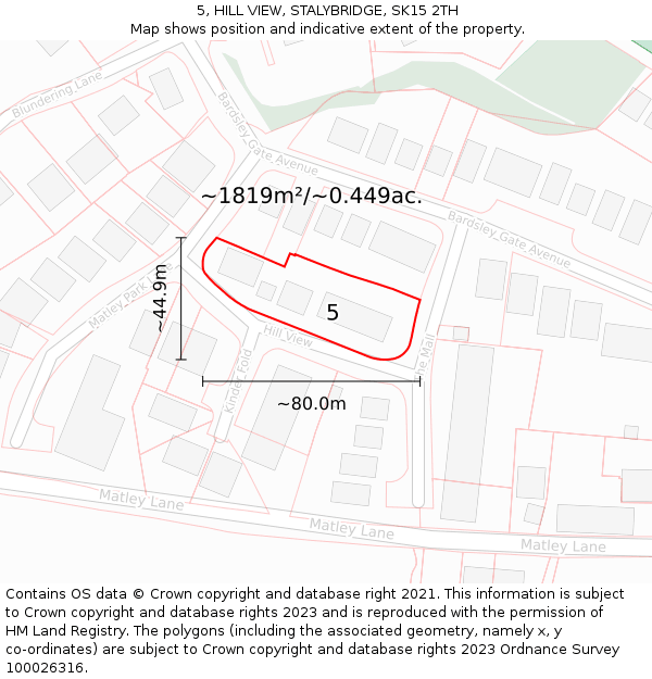 5, HILL VIEW, STALYBRIDGE, SK15 2TH: Plot and title map