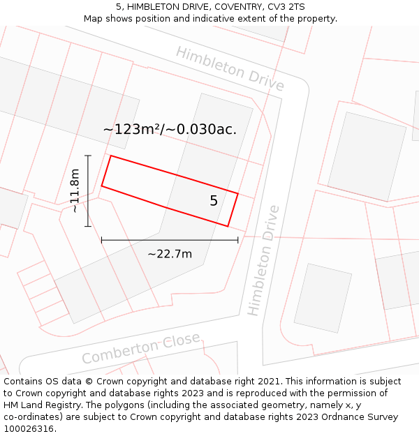 5, HIMBLETON DRIVE, COVENTRY, CV3 2TS: Plot and title map