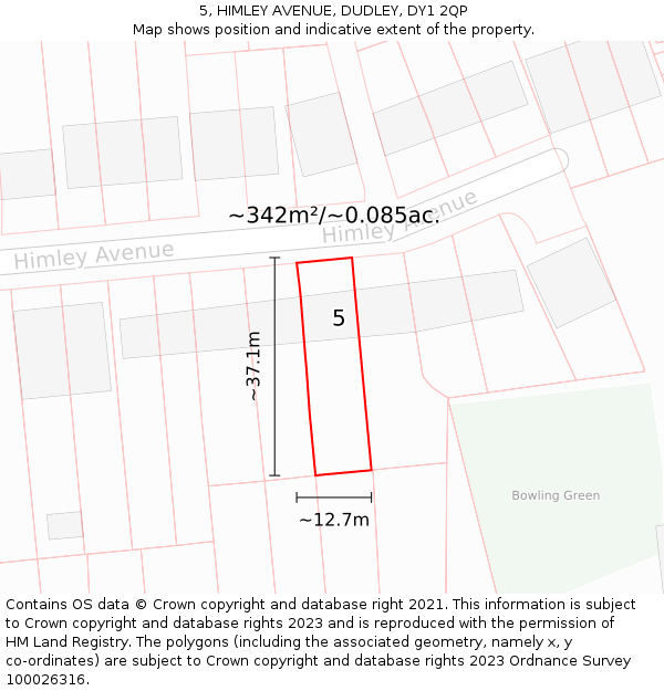 5, HIMLEY AVENUE, DUDLEY, DY1 2QP: Plot and title map