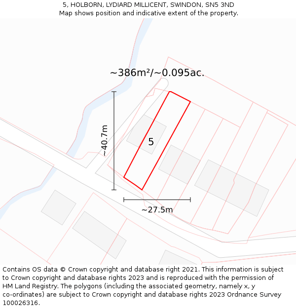 5, HOLBORN, LYDIARD MILLICENT, SWINDON, SN5 3ND: Plot and title map